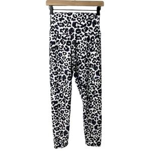 Beach Riot Leopard Print High Waist Leggings Black White Size Large Athletic
